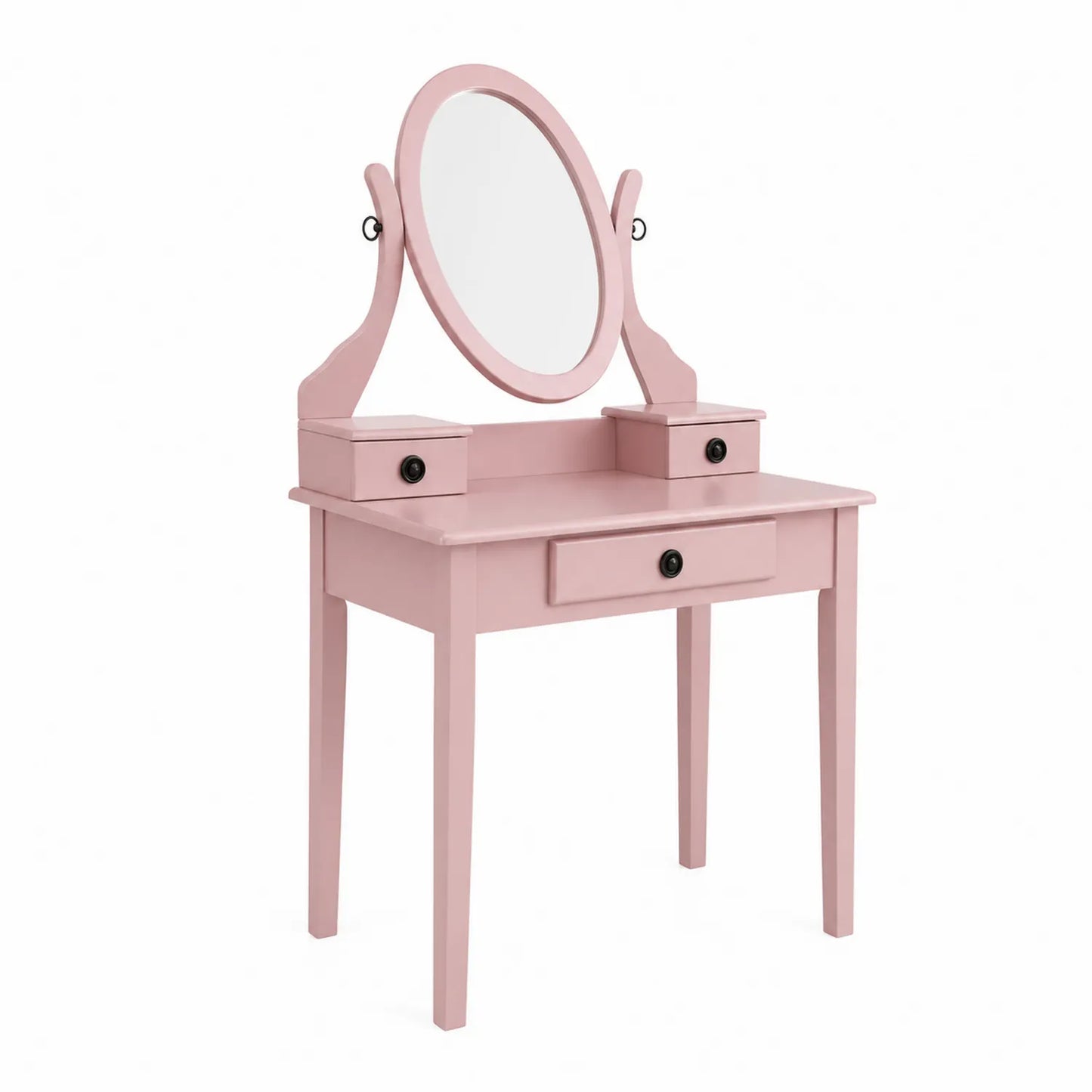 Rosa MDF Schminktisch mit ovalem Spiegel