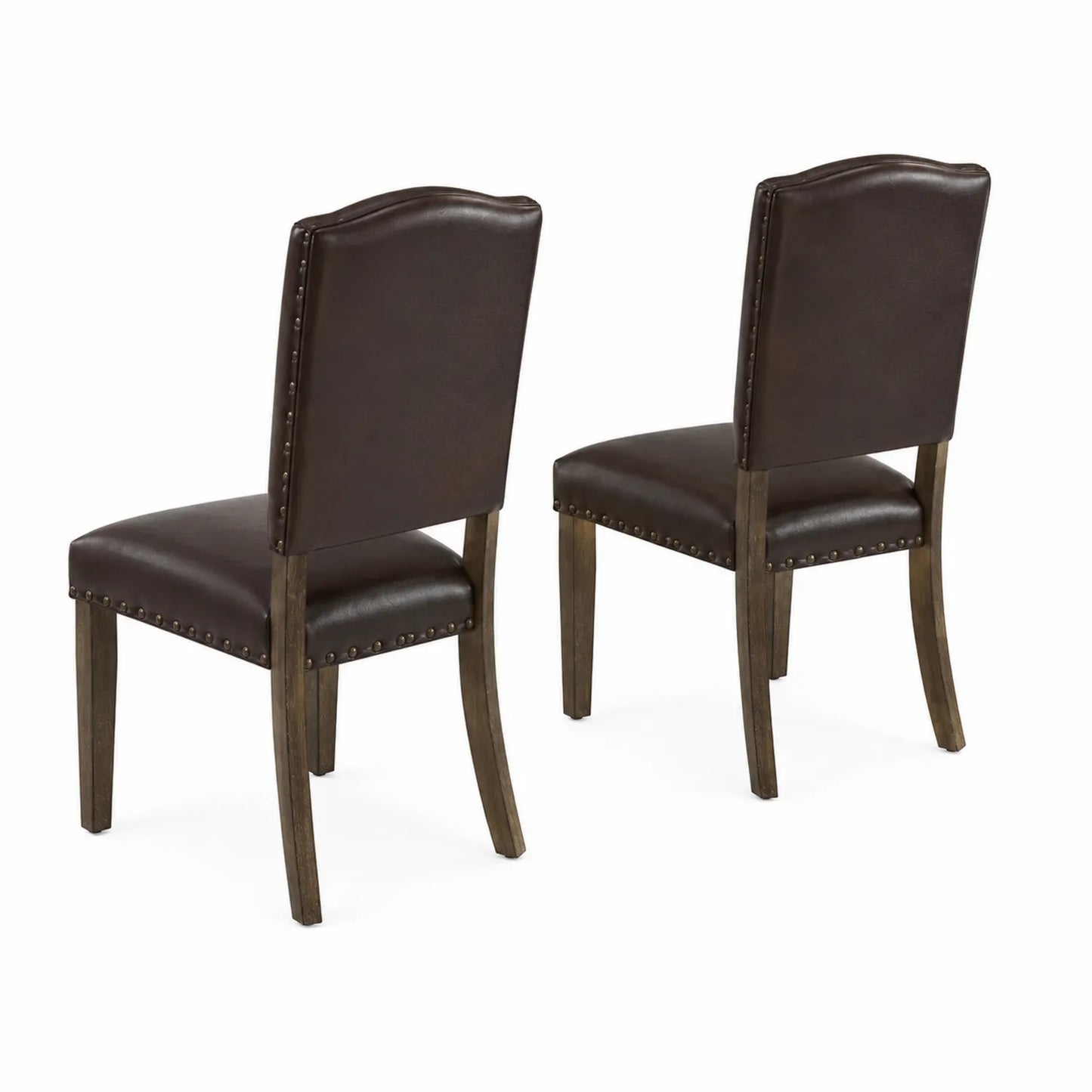 2er Set Esszimmerstühle Kunstleder Braun Holz