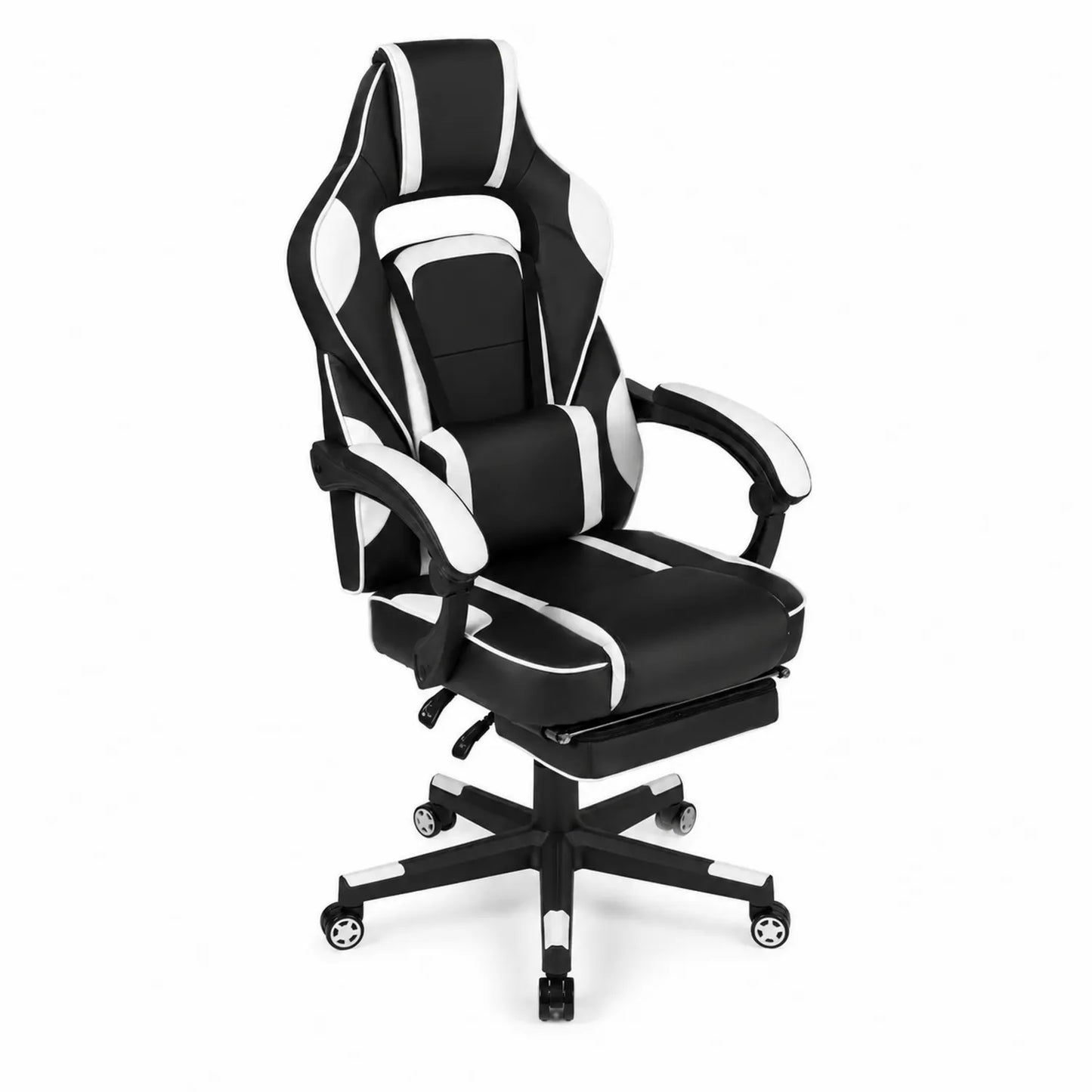 Gaming Stuhl Schwarz/Weiß Kunstleder verstellbar