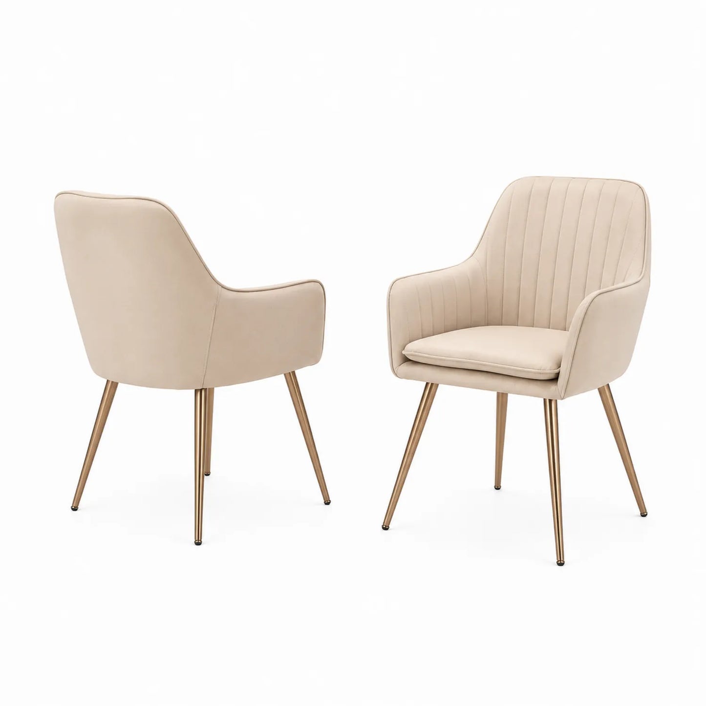 Esszimmerstuhl Set 2er Beige Kunstleder Metall