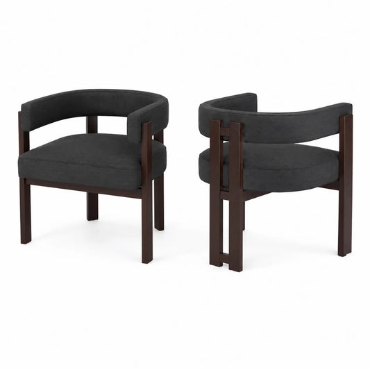 2er-Set Stühle, Holzrahmen, Polyester, Dunkelgrau