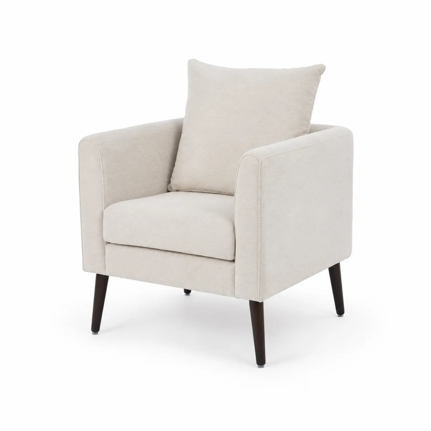 Polstersessel aus Polyester mit Holzbeinen, Beige