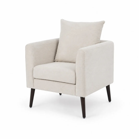 Polstersessel aus Polyester mit Holzbeinen, Beige