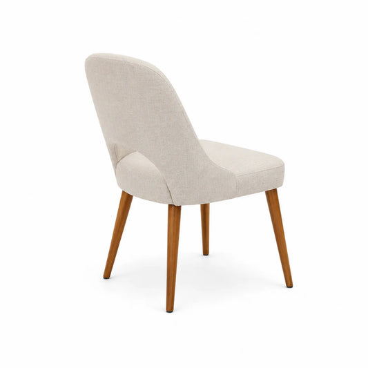 Esszimmerstuhl Beige Polster mit Holzbeinen