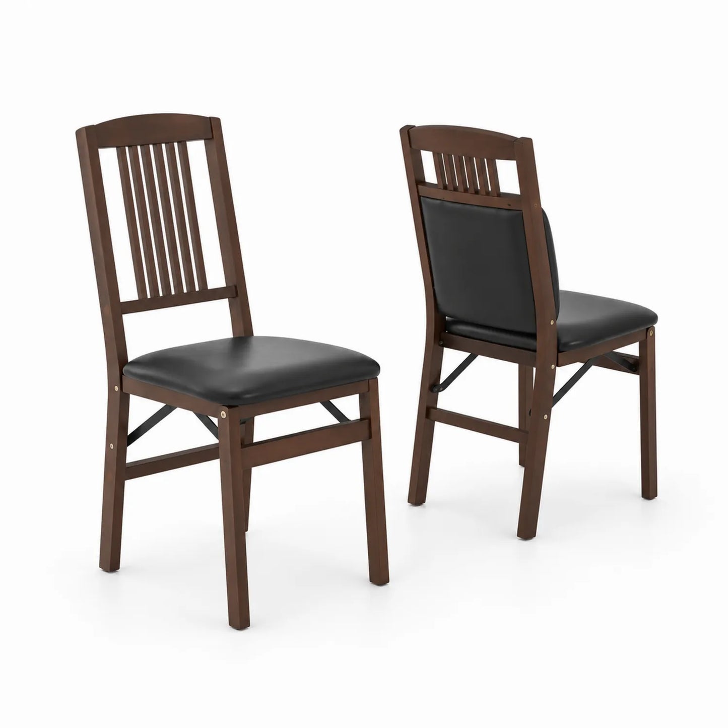Klappbarer Esszimmerstuhl-Set Massivholz Dunkelbraun/Schwarz