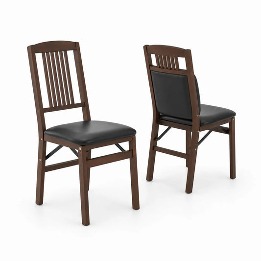 Klappbarer Esszimmerstuhl-Set Massivholz Dunkelbraun/Schwarz