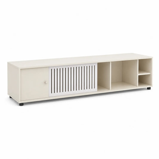 TV-Möbel MDF-Holz Weiß mit Schiebetür