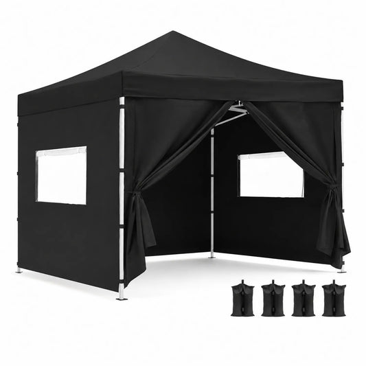 Pavillon Zelt Schwarz 3x3m Oxford-Polyester Stahlrahmen