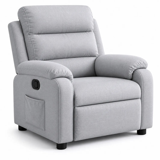Ergonomischer Relaxsessel aus grauem Stoff 100x90x95 cm