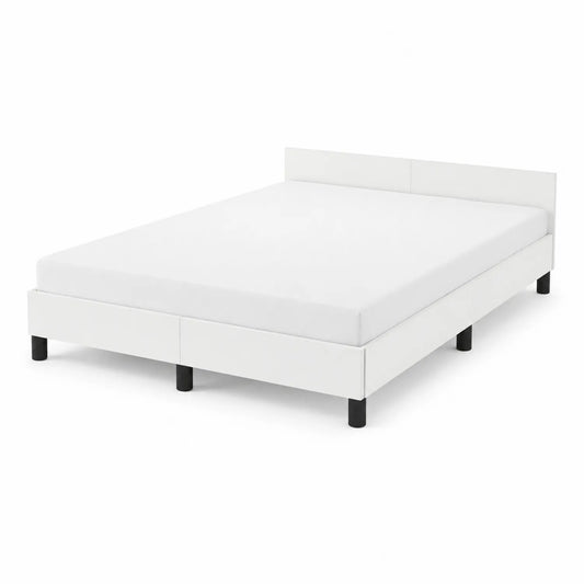 Doppelbett Weiß Lederimitat 200x160 cm mit Kopfteil